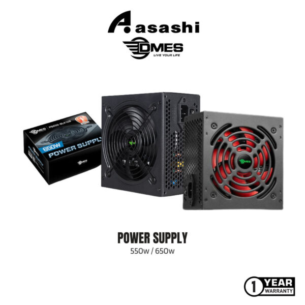 DMES 550w / 650W Power Supply with 12cm Fan PS550-BLK12R PS650-BLK12B diy