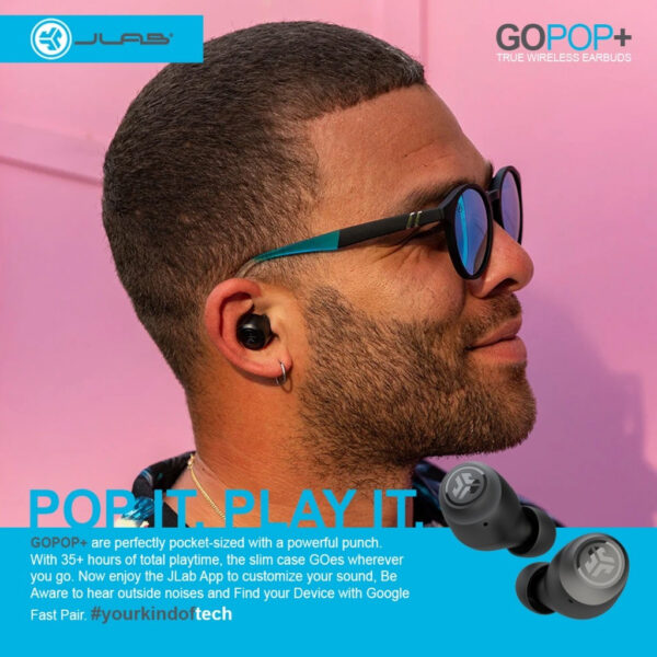 JLAB GO POP + True Wireless Earbuds In Ear Headphones,Bluetooth Earphones,35H Playtime Ear Buds,Bluetooth Earbuds GOPOP+