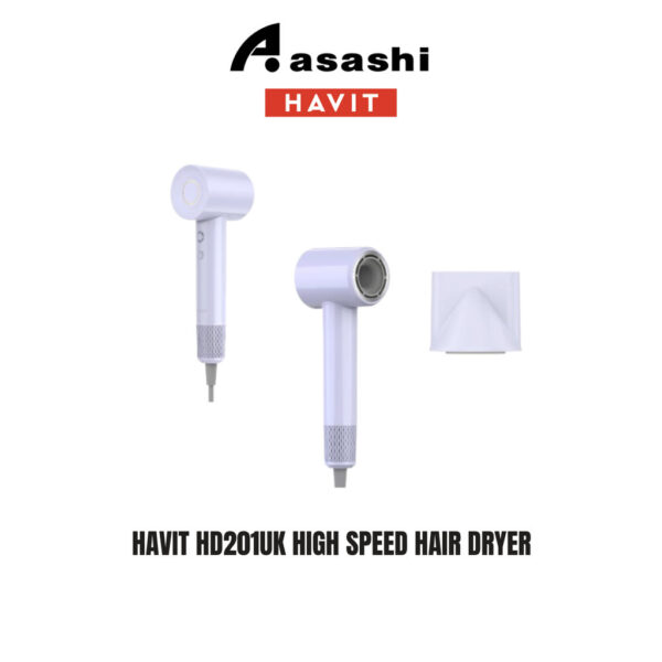 HAVIT HD201 High Speed Hair Dryer |105,000 RPM | 200 Million Negative Ions | Purple