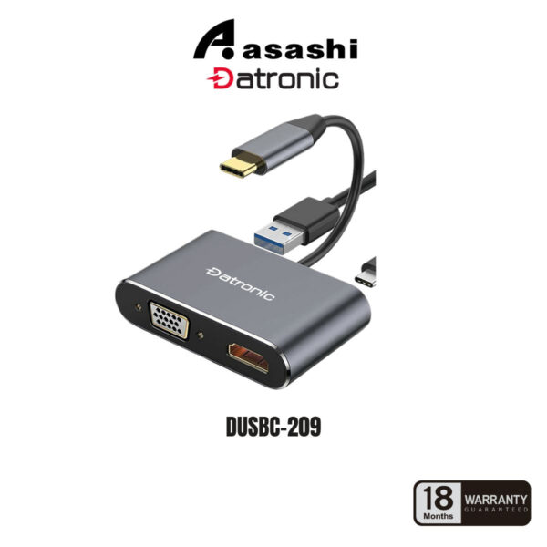 Datronic 4in1 USB-C to HDMI / VGA / USB3.0 / 100wPD DUSBC-209 | 18months warranty