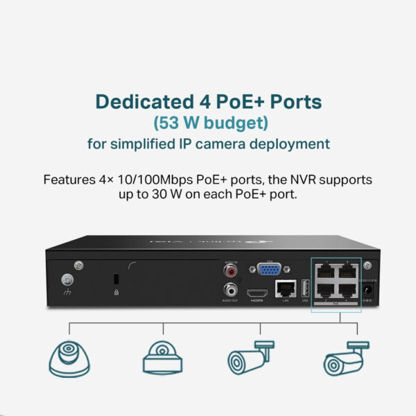 Tp-Link VIGI NVR1004H-4P VIGI 4 Channel PoE+ Network Video Recorder
