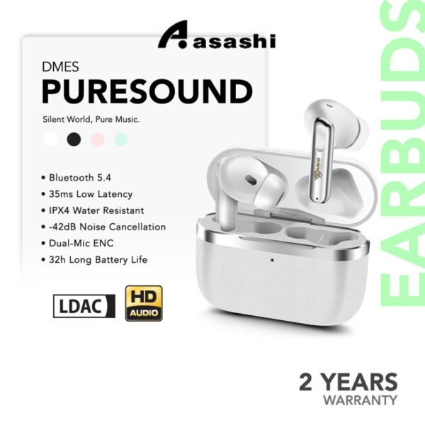 Dmes PureSound ANC Wireless Earphones 5.4 Bluetooth Earbuds | Active Noise Cancellation | Call ENC | 32h Battery Life