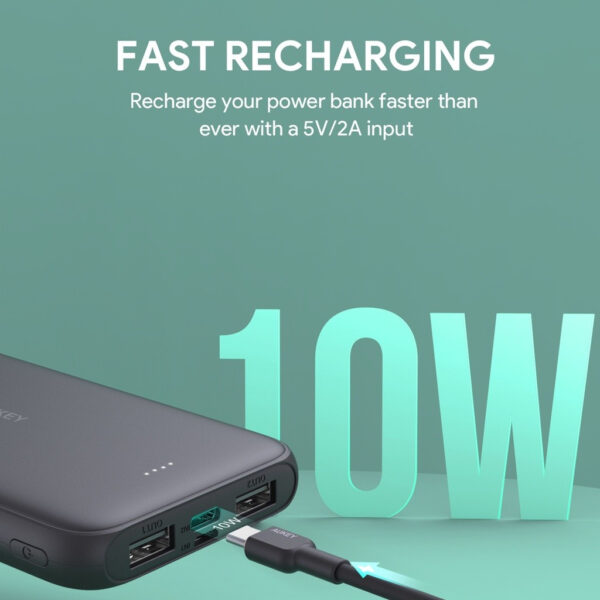 Aukey PB-N99 22.5W 10000mAh PD Fast Charge USB C Ultra Thin Power Bank