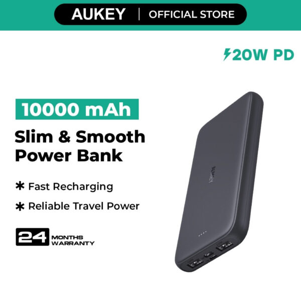 Aukey PB-N99 22.5W 10000mAh PD Fast Charge USB C Ultra Thin Power Bank