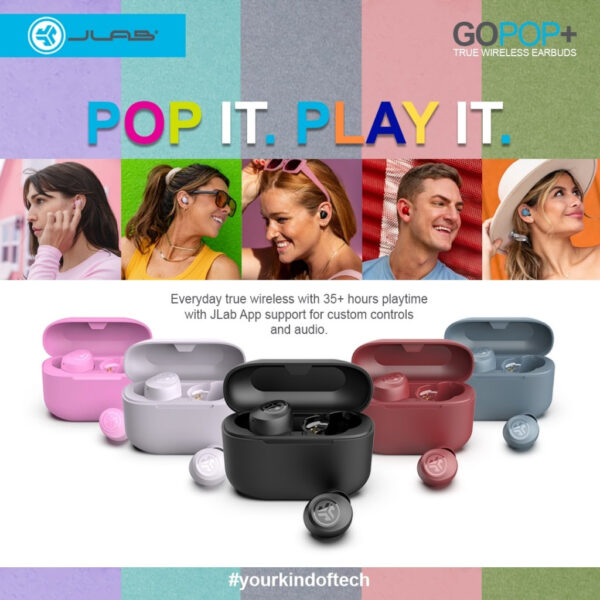 JLAB GO POP + True Wireless Earbuds In Ear Headphones,Bluetooth Earphones,35H Playtime Ear Buds,Bluetooth Earbuds GOPOP+