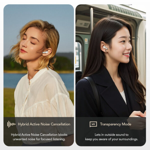 Dmes PureSound ANC Wireless Earphones 5.4 Bluetooth Earbuds | Active Noise Cancellation | Call ENC | 32h Battery Life