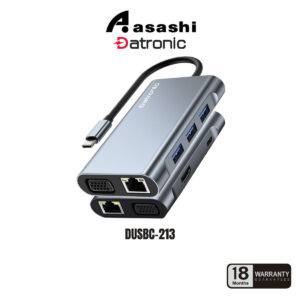 Datronic 7in1 USB-C to HDMI / VGA / USB3.0 x 3 / 100wPD / 1000mbps RJ45 DUSBC-213 | 18 Months Warranty