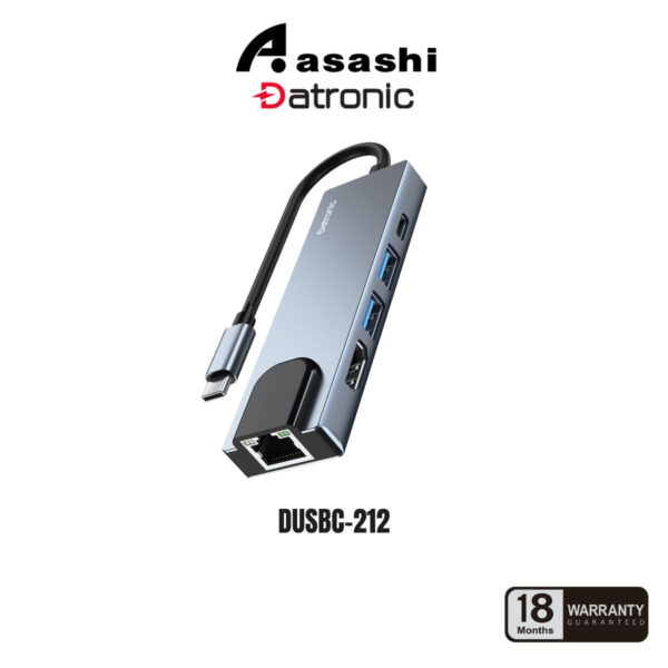 Datronic 5in1 USB-C to HDMI / USB3.0 x 2 / 100wPD / 1000mbps RJ45 DUSBC-212 | 18months warranty