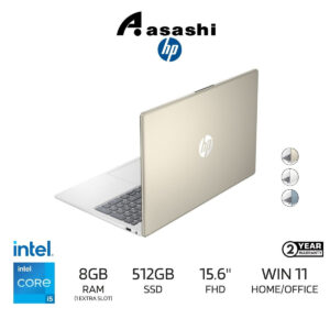 HP 15-fd0387TU Notebook-B58NLPA- (Intel Core i5-1334U/8G D4 (1 Extra Slot)/512GB SSD/15.6" FHD/Intel UHD Graphics/Win 11Home/Office H&S/2YRs/Bag/Blue)