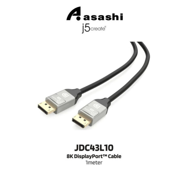 J5Create JDC43L10 8K DisplayPort™ Cable (1M) 8K DisplayPort™ Cable (Support up to 8K @60Hz, 4K @120Hz) (1Y)