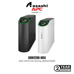 APC BGM2200B-MSX / BGM2200-MSX Back-UPS Pro for Gaming, 2200VA/1320W, Tower, 230V, 3x Universal and 3x IEC C13 outlets, RGB Lights, Pure Sine Wave, Black/White