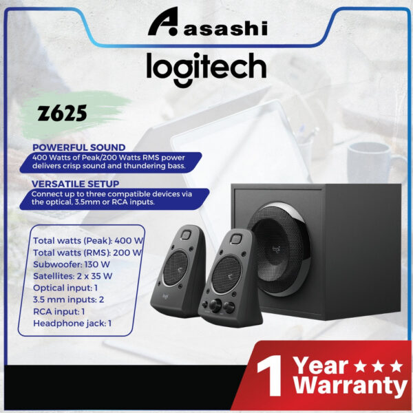 Logitech Z625 2.1 System THX Certified Speaker with optical input
