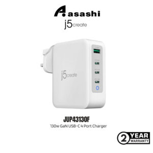 34753245aea43ce385f0690ebbb7ebf8.jpeg J5Create JUP43130F 130w GaN USB-C 4 Port Charger