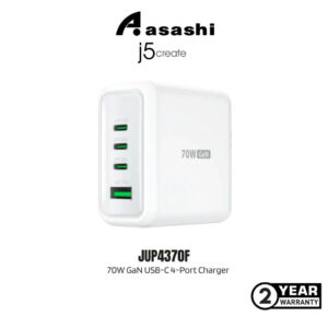 3eb832151937efde793a731080785169.jpeg J5Create JUP4370F 70W GaN USB-C 4-Port Charger