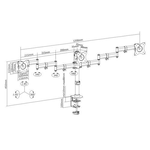 Brateck LDT07-C036 Economy Steel LCD Vesa Desk Mount For most 13"-27" LCD monitors