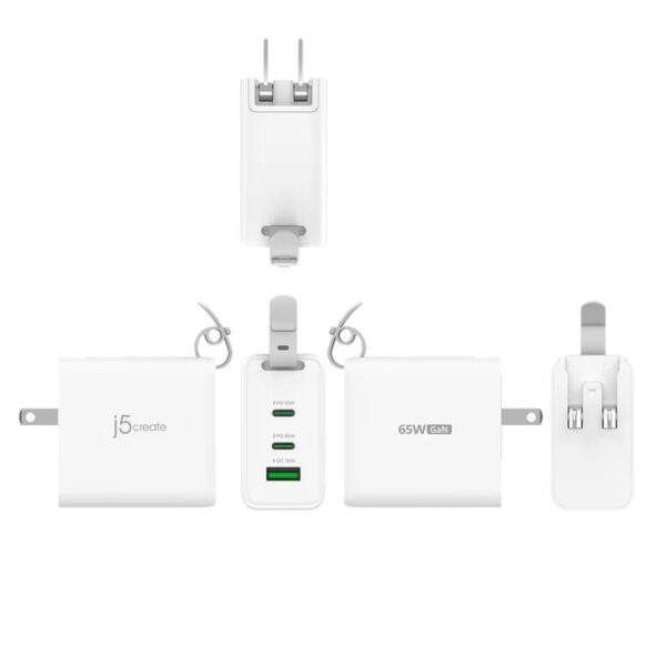 J5Create JUP3565CV 65W GaN USB-C 3-Port Traveler Pack Charger