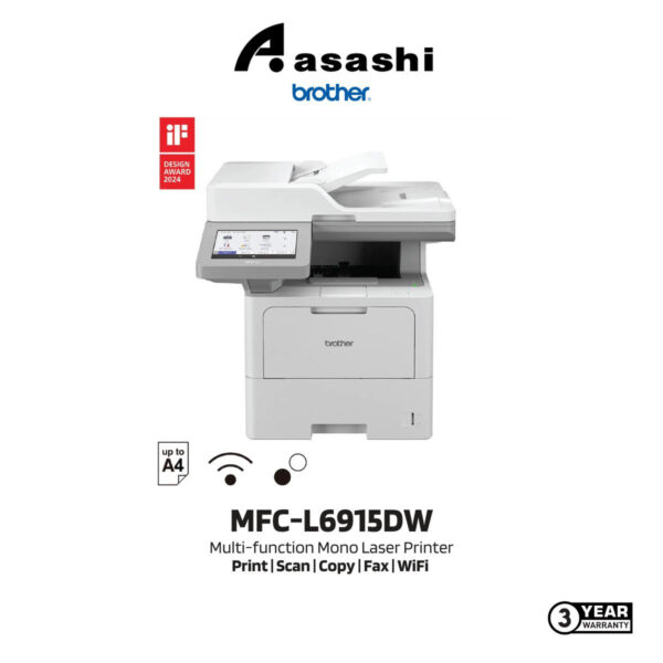 Brother MFC-L6915DW A4 AIO Laserjet Printer (Print 50ppm/Scan/Copy/Fax/PC Fax/Duplex/Wireless/ADF/3yrs Onsite)