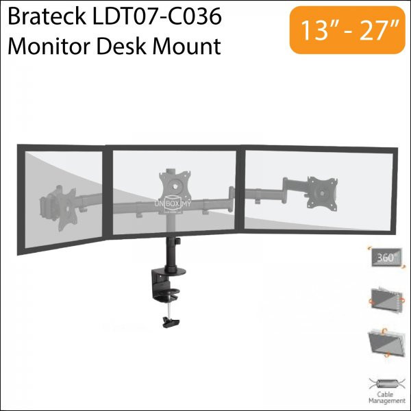 Brateck LDT07-C036 Economy Steel LCD Vesa Desk Mount For most 13"-27" LCD monitors