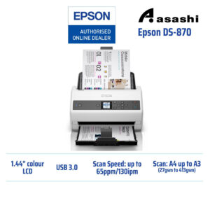 69ce8cc33550e6f78c10dfe70c60b6b7.jpeg EPSON DS-870 Sheet Feed A4, Duplex, 65 ppm/ 130 ipm, 1200 dpi Scanner