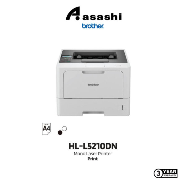 Brother HL-L5210DN A4 Mono Laser Printer (Print Up to 50ppm,Netwrok,Duplex,3 yrs Warranty)