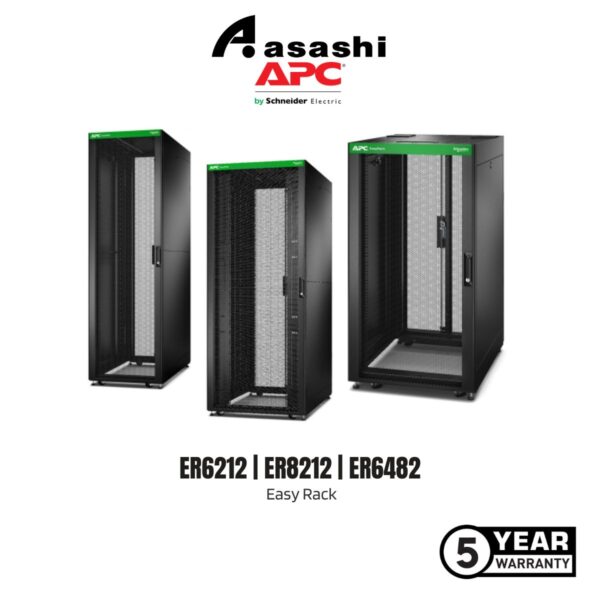 APC ER6212 ER8212 ER6482 APC Easy Rack, 24U, Black, With Roof, Castors, Feet, 4 Brackets, and Side Panels, No Bottom, 1198H x 600W x 800D mm (ER6482)