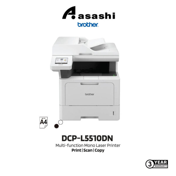 Brother DCP-L5510DN A4 Laserjet Printer (Print 50ppm/Scan/Copy/Duplex/Network/ADF/3 Yrs Warranty)