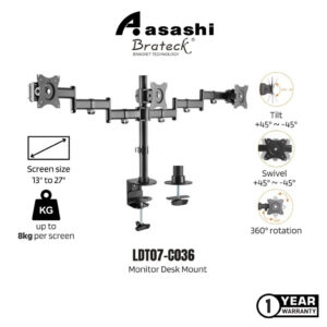 ba236aca4173c4e79f6d0256f133f616.jpeg Brateck LDT07-C036 Economy Steel LCD Vesa Desk Mount For most 13"-27" LCD monitors