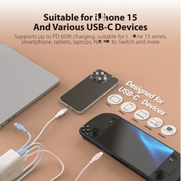 j5create JUCX18L18 USB-C | JUCX18L18C | JUCX18L18R 60W Ultra Soft Double-Braided Fast Charging Cable 1.8M Quick Charge
