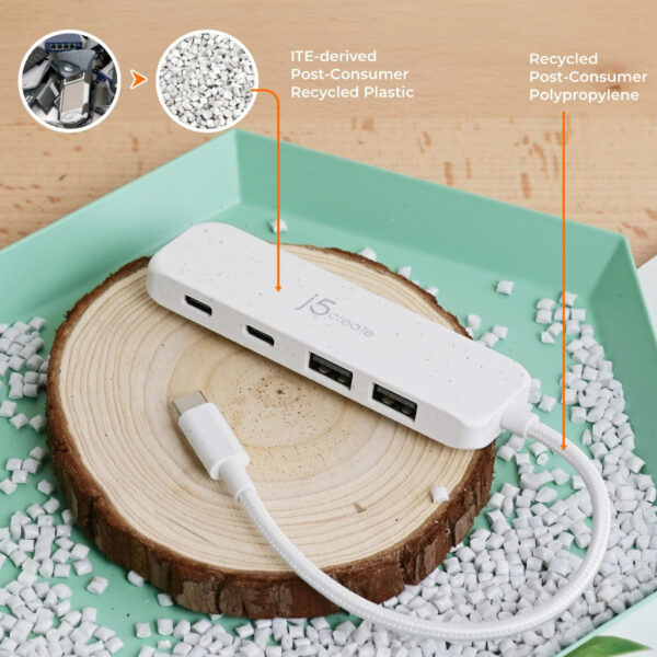c83f68ed44ca7d615a5cd605d7471cd6.jpeg J5Create JCH342EW / JCH342 USB-C to 4-Port Type-C & Type-A Gen 2 Hub - White
