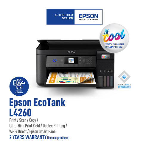 Epson L4260 Wi-Fi Duplex All-in-One ( Print / Scan / Copy ) Ink Tank Printer comes with original Ink set