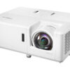 Optoma ZH406ST-W Short Throw Projector, 4000 Lumens, 300,000:1 Contrast Ratio, DuraCore LASER Full HD