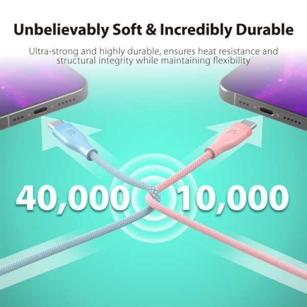 j5create JUCX18L18 USB-C | JUCX18L18C | JUCX18L18R 60W Ultra Soft Double-Braided Fast Charging Cable 1.8M Quick Charge