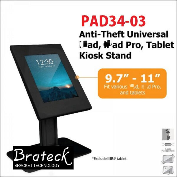 Brateck PAD34-03 Anti-Theft Tablet Kiosk, Locking Countertop Tablet Enclosure