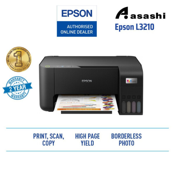 Epson EcoTank L3210 All-in-One Ink Tank Printer(Warranty 1Years + 1Years online Register @ 30,000 Pages Printing)