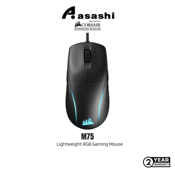 CORSAIR M75 Lightweight RGB Gaming Mouse - Black (74g, Wired, RGB)