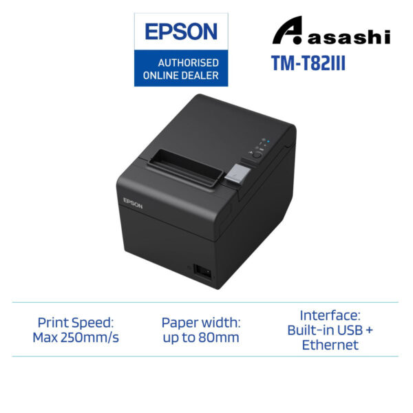 Epson TM-T82III USB + Ethernet Thermal Receipt Printer (Thai, Vietnam Font,Grey)
