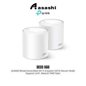 TP-LINK DECO X60 AX3000 Whole Home Mesh Wi-Fi 6 System (AP Or Router Mode) (Support Unifi , Maxis & TIME Fiber)