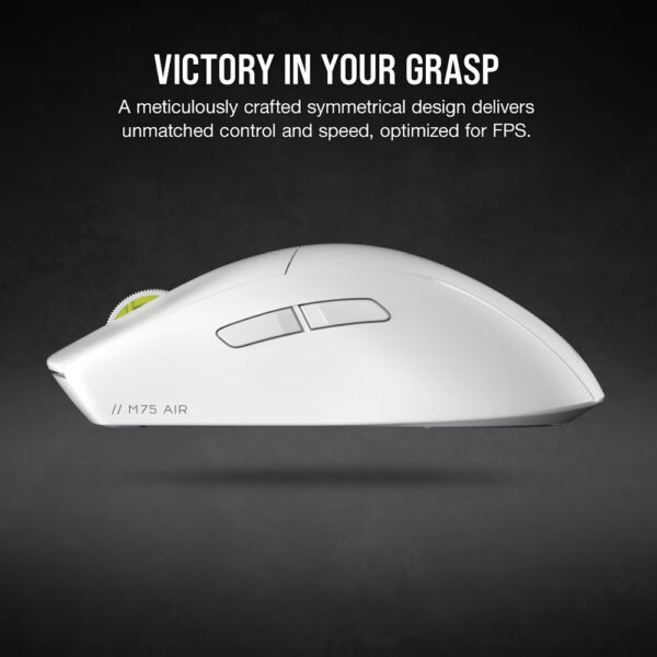 CORSAIR M75 AIR WIRELESS Ultra-Lightweight Gaming Mouse – Black/White (60g, 100hrs)