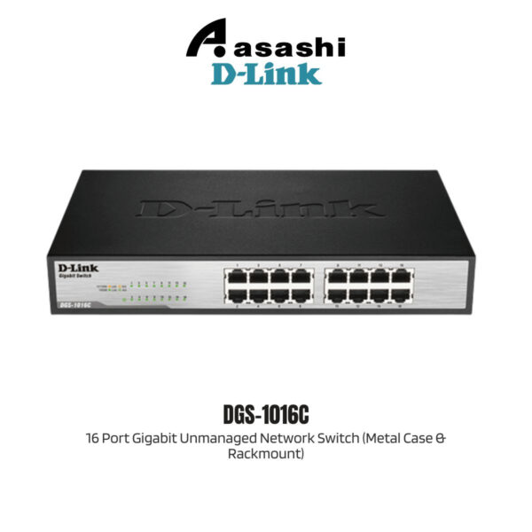 D-Link DGS-1016C 16 Port Gigabit Unmanaged Network Switch (Metal Case & Rackmount)