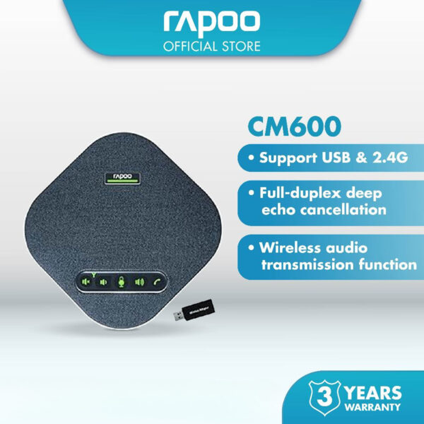 Rapoo CM600 Omnidirectional Full-duplex deep echo cancellation, 48KHz broadband high-definition technology SpeakerPhone