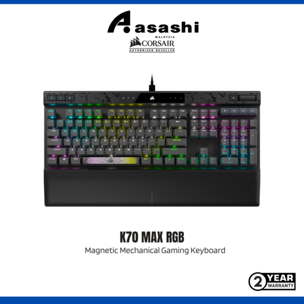 Corsair K70 MAX RGB Magnetic Mechanical Gaming Keyboard [Full Size Layout/CORSAIR MGX Switches/8000Hz Poll Rate]