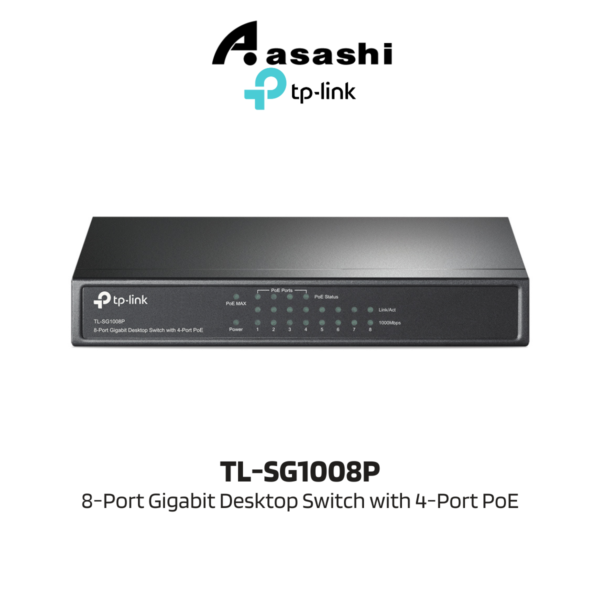 5c3e903a206ade56d3ec96ef2b07502a.png TP-Link TL-SG1008P 8-Port Gigabit Desktop Switch with 4-Port PoE