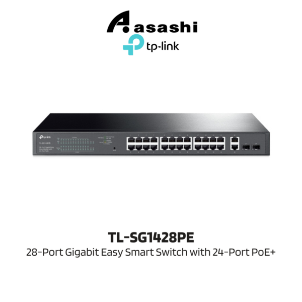 61e1df79e80d73611e5e27cf9d94d357-1.png TP-link TL-SG1428PE 28-Port Gigabit Easy Smart Switch with 24-Port PoE+