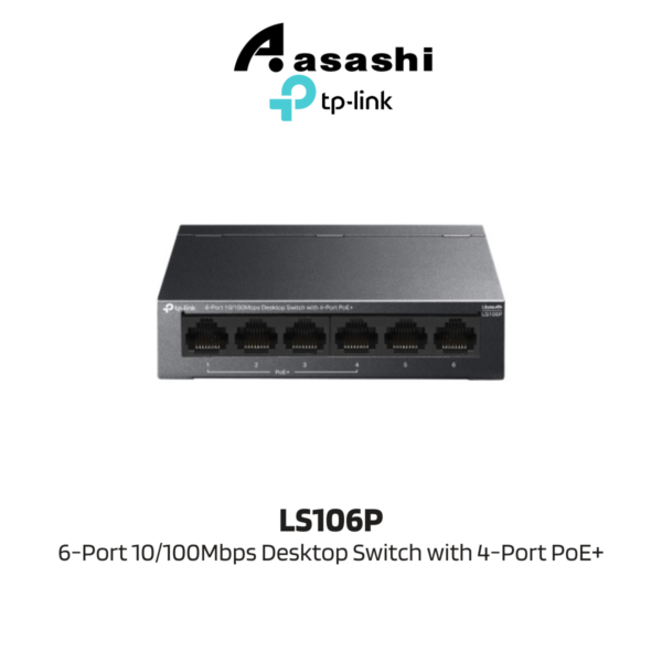 6f7dc30817c054581c08c9f618c58920.png TP-Link LS106P 6-Port 10/100Mbps Desktop Switch with 4-Port PoE+