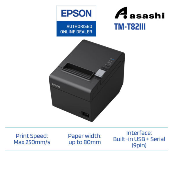 Epson TM-T82III USB + Serial Thermal Receipt Printer (Thai, Vietnam Font,Grey)