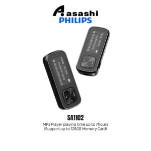 Philips SA1102 MP3 Player playing time up to 7hours (Support up to 128GB Memory Card)