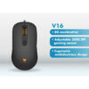 Rapoo V16 12,800 DPI gaming sensor, 5 mouse buttons & RGB Multi-color light system Wired Gaming Mouse