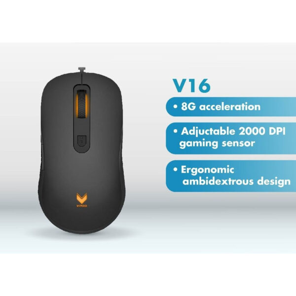 Rapoo V16 12,800 DPI gaming sensor, 5 mouse buttons & RGB Multi-color light system Wired Gaming Mouse