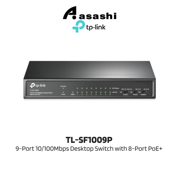 a7aad526019bfc4b74c0869cf52c0fc3.png TP-Link TL-SF1009P 9-Port 10/100Mbps Desktop Switch with 8-Port PoE+