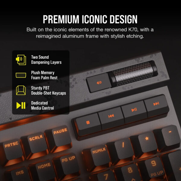 Corsair K70 MAX RGB Magnetic Mechanical Gaming Keyboard [Full Size Layout/CORSAIR MGX Switches/8000Hz Poll Rate]